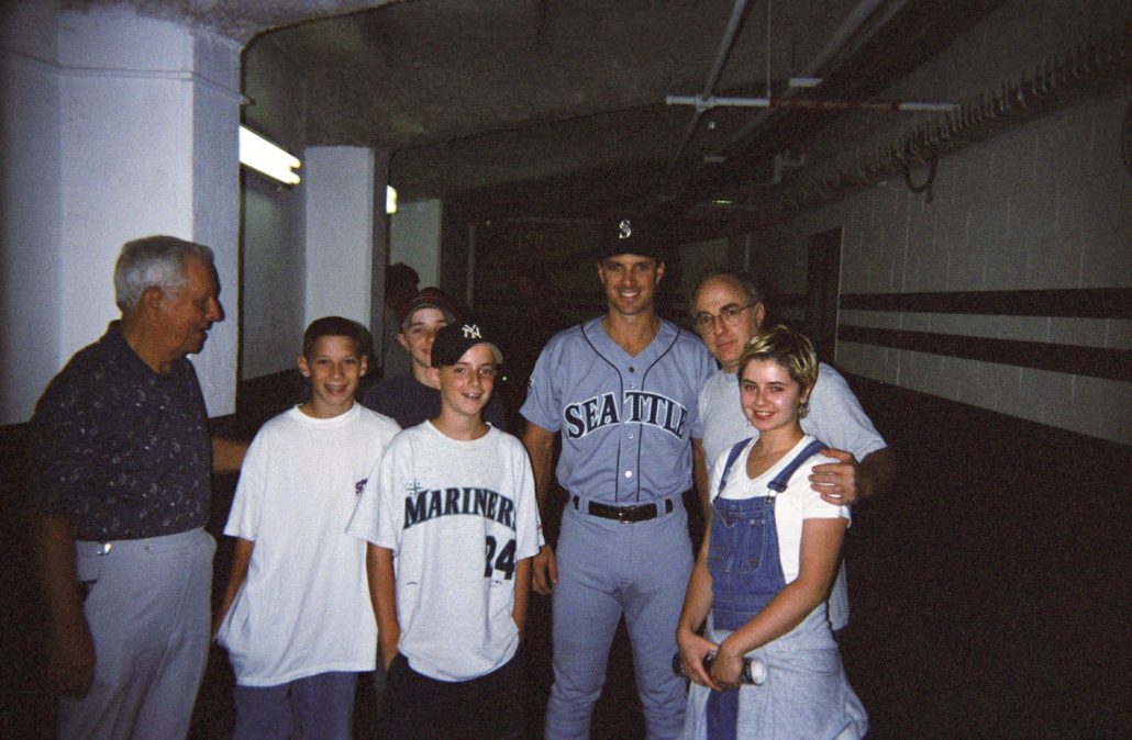 Lew Rothman and his kids with Tino Martinez