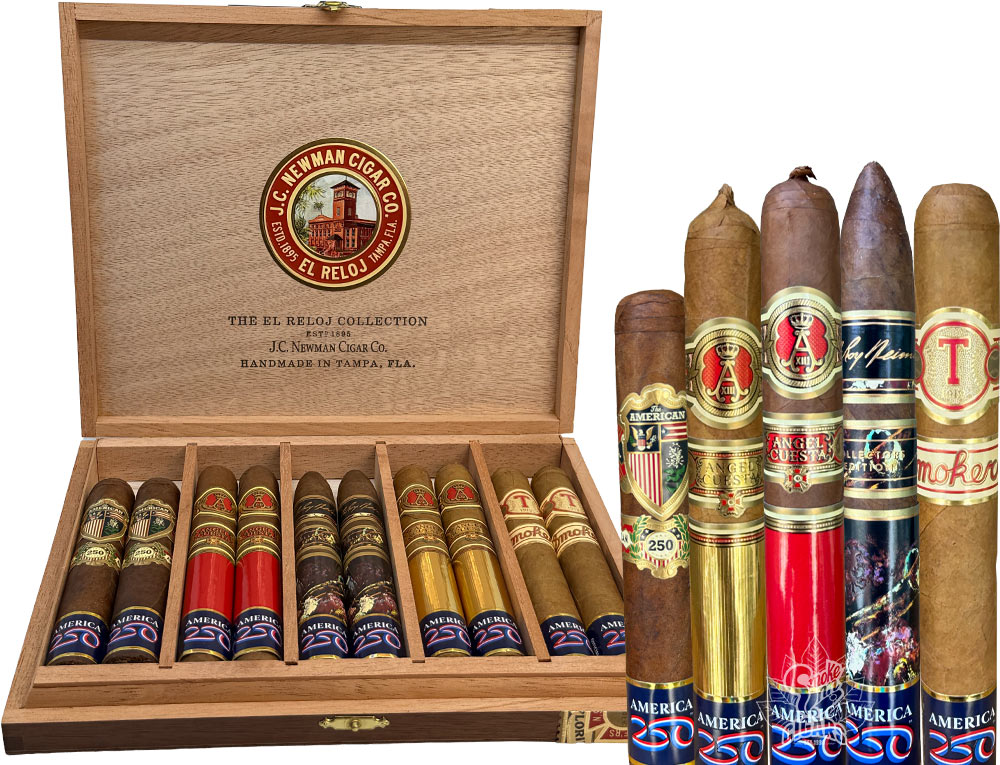 J.C. Newman El Reloj Collection 10-Cigar Sampler + FREE SI America 250th Sticker